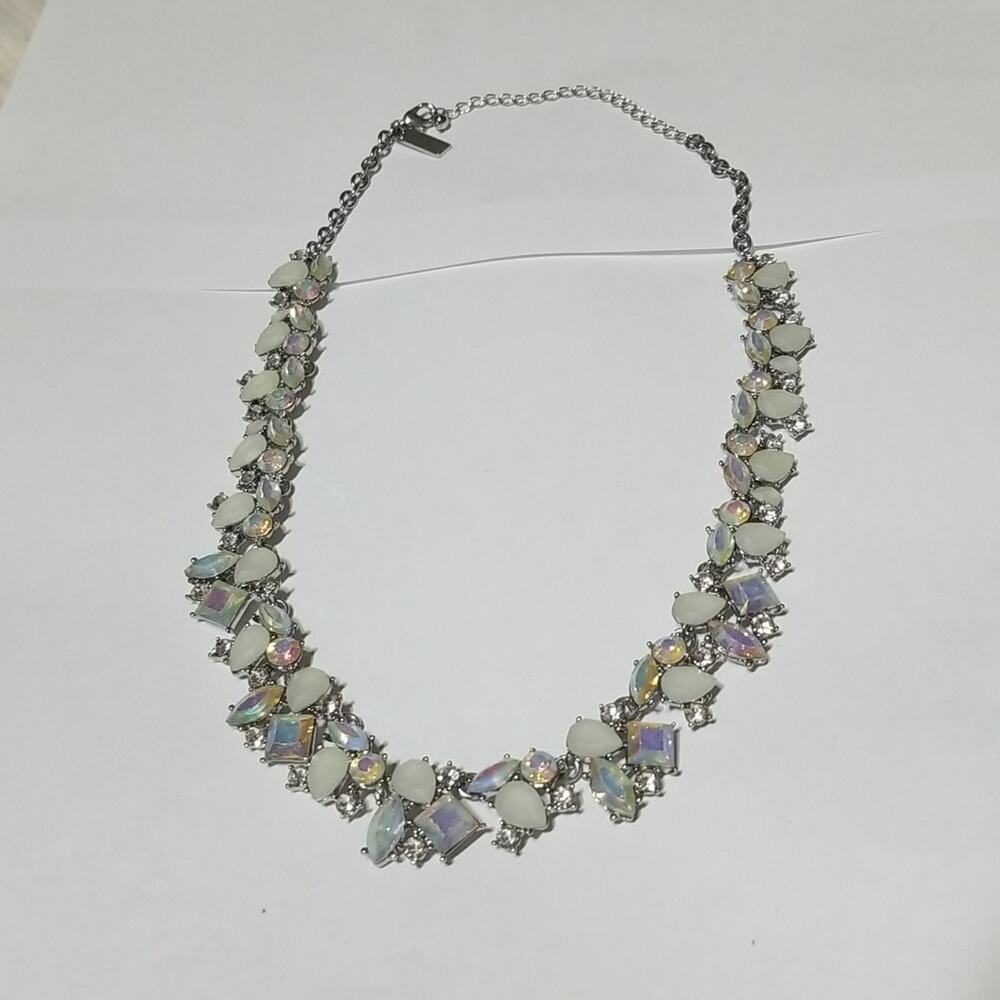 INC International Concepts Silver Crystal Bib Statement Necklace